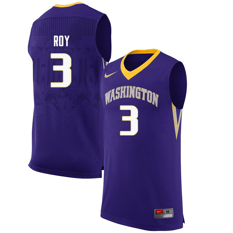 Men Washington Huskies #3 Brandon Roy College Basketball Jerseys Sale-Purple
